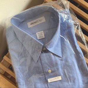 Brooks Brothers Blue Cotton-Linen Dress Shirt